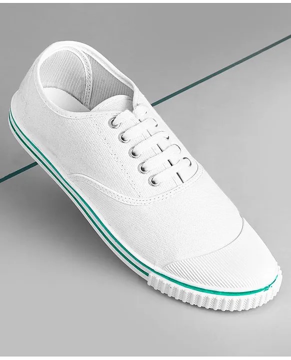 Pine Kids Solid Lace Up School Shoes - White